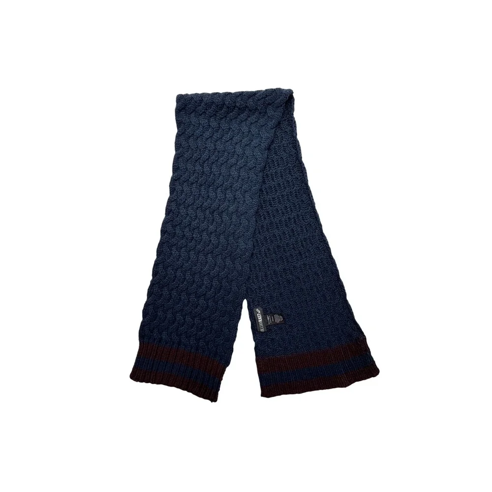 William Rast Navy Blue Burgundy 3D Cable Knit Scarf One Size Chunky